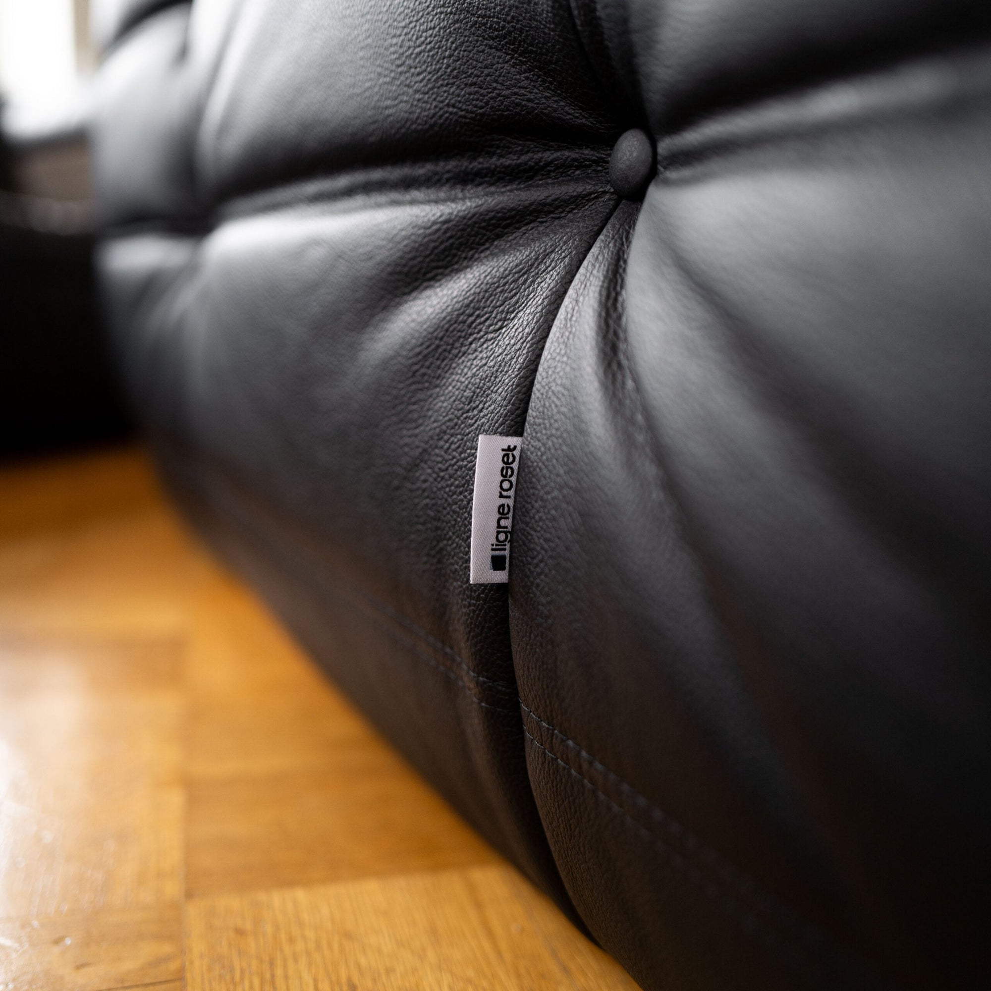 Black Leather 2-Seater Togo Sofa by Michel Ducaroy for Ligne Roset