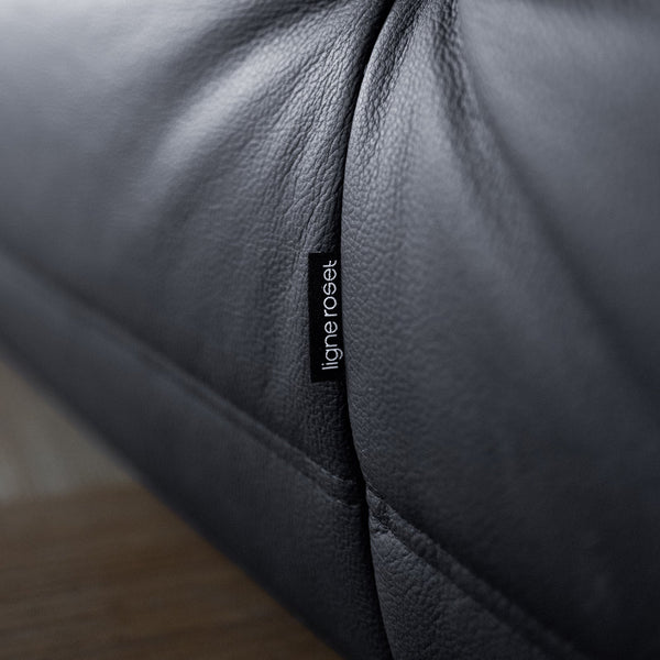 Black Leather 3-Seater Togo Sofa by Michel Ducaroy for Ligne Roset