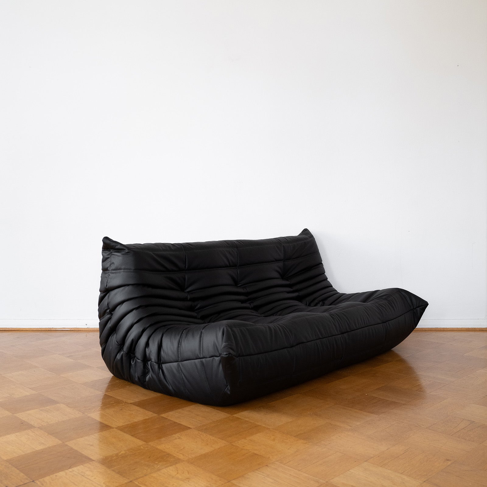 Black Leather 3-Seater Togo Sofa by Michel Ducaroy for Ligne Roset