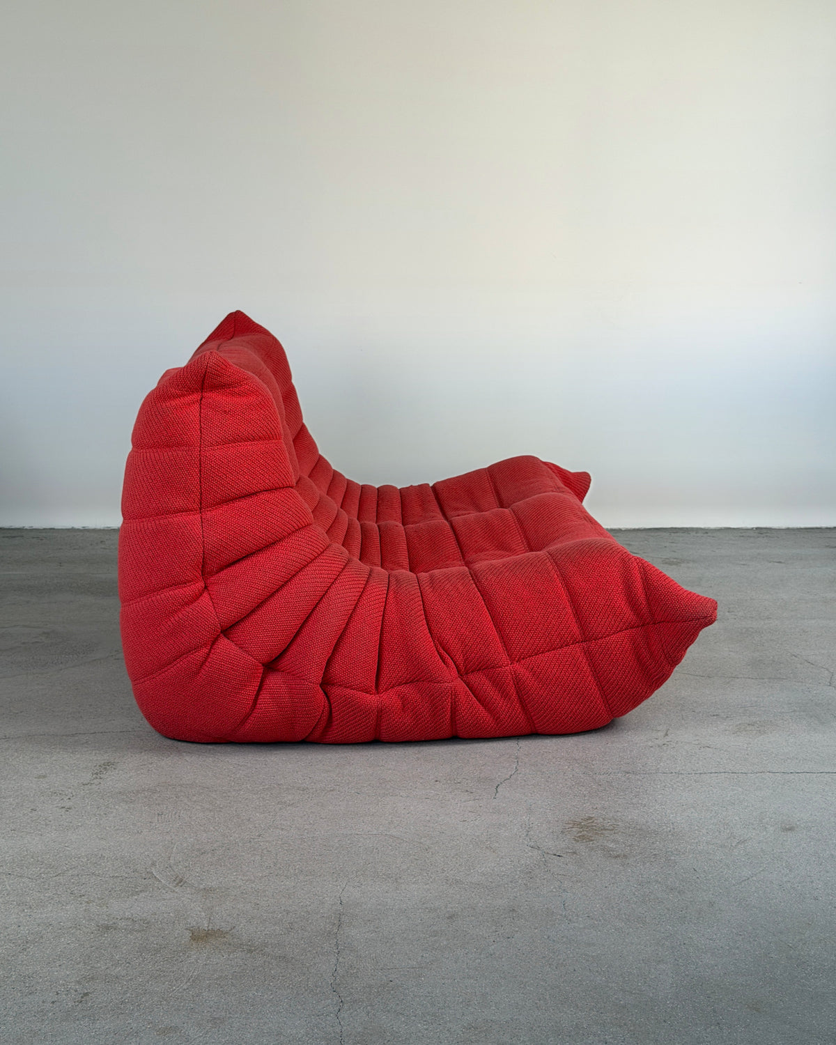 Red Wool 2-Seater Togo Sofa by Michel Ducaroy for Ligne Roset