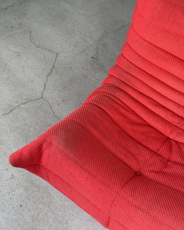 Red Wool 2-Seater Togo Sofa by Michel Ducaroy for Ligne Roset