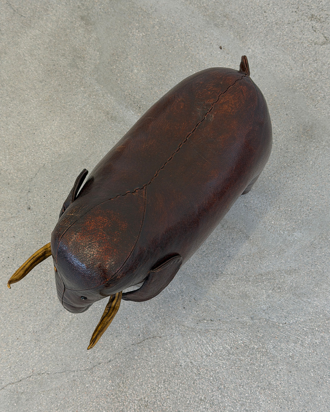 Vintage 1970s Leather Elephant Footstool by Dimitri Omersa