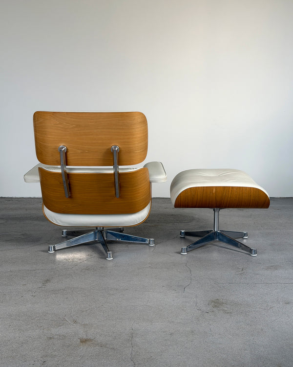 Vitra Cream Eames Lounge Chair & Ottoman by Charles & Ray Eames