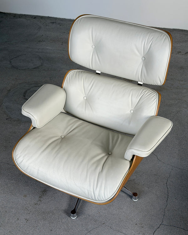 Vitra Cream Eames Lounge Chair & Ottoman by Charles & Ray Eames