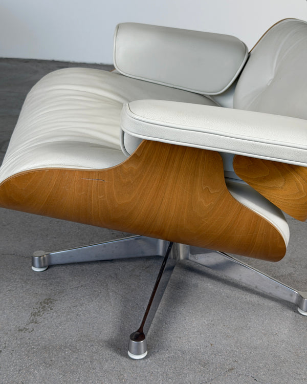 Vitra Cream Eames Lounge Chair & Ottoman by Charles & Ray Eames