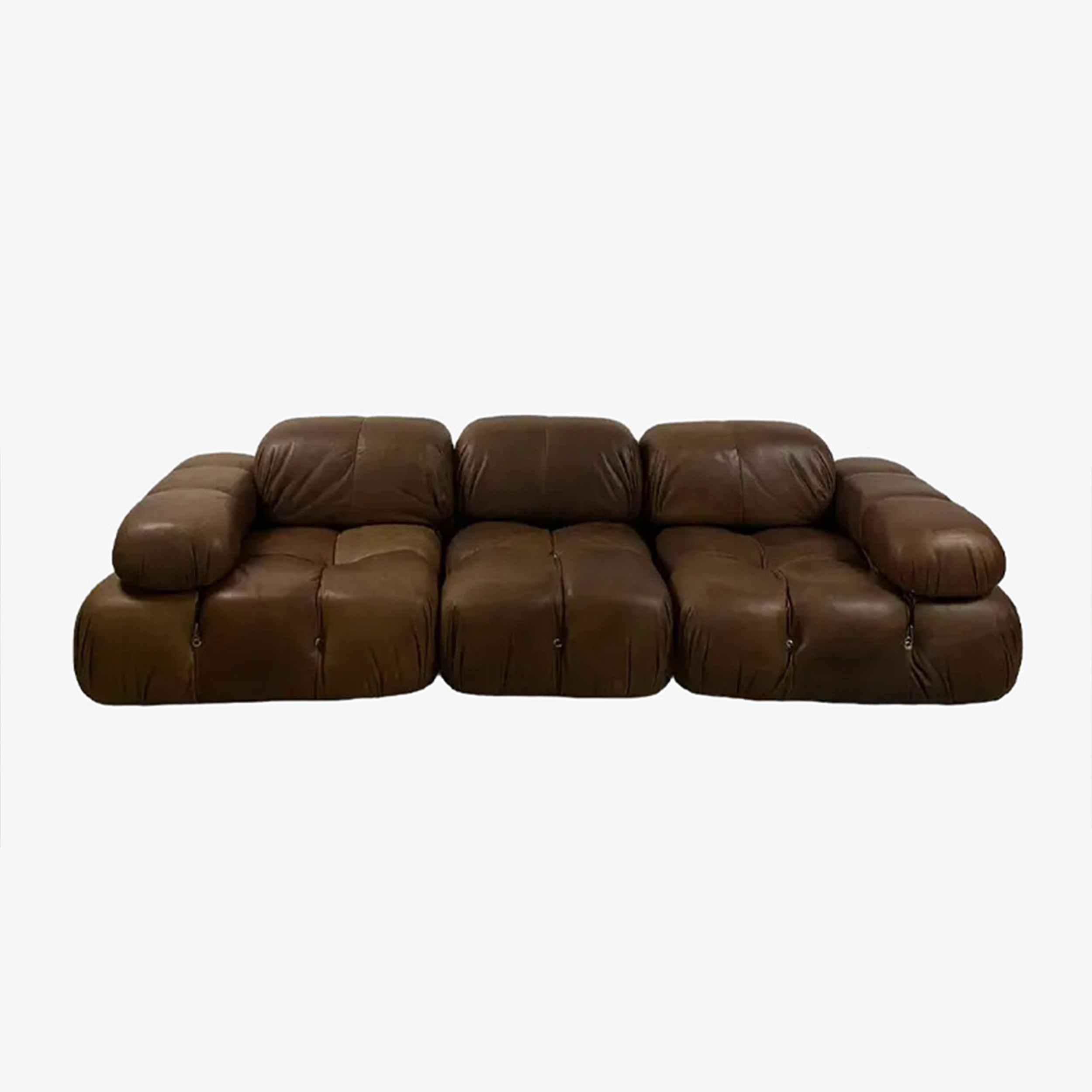 Brown Leather Camaleonda Modular Sofa by Mario Bellini for B&B Italia