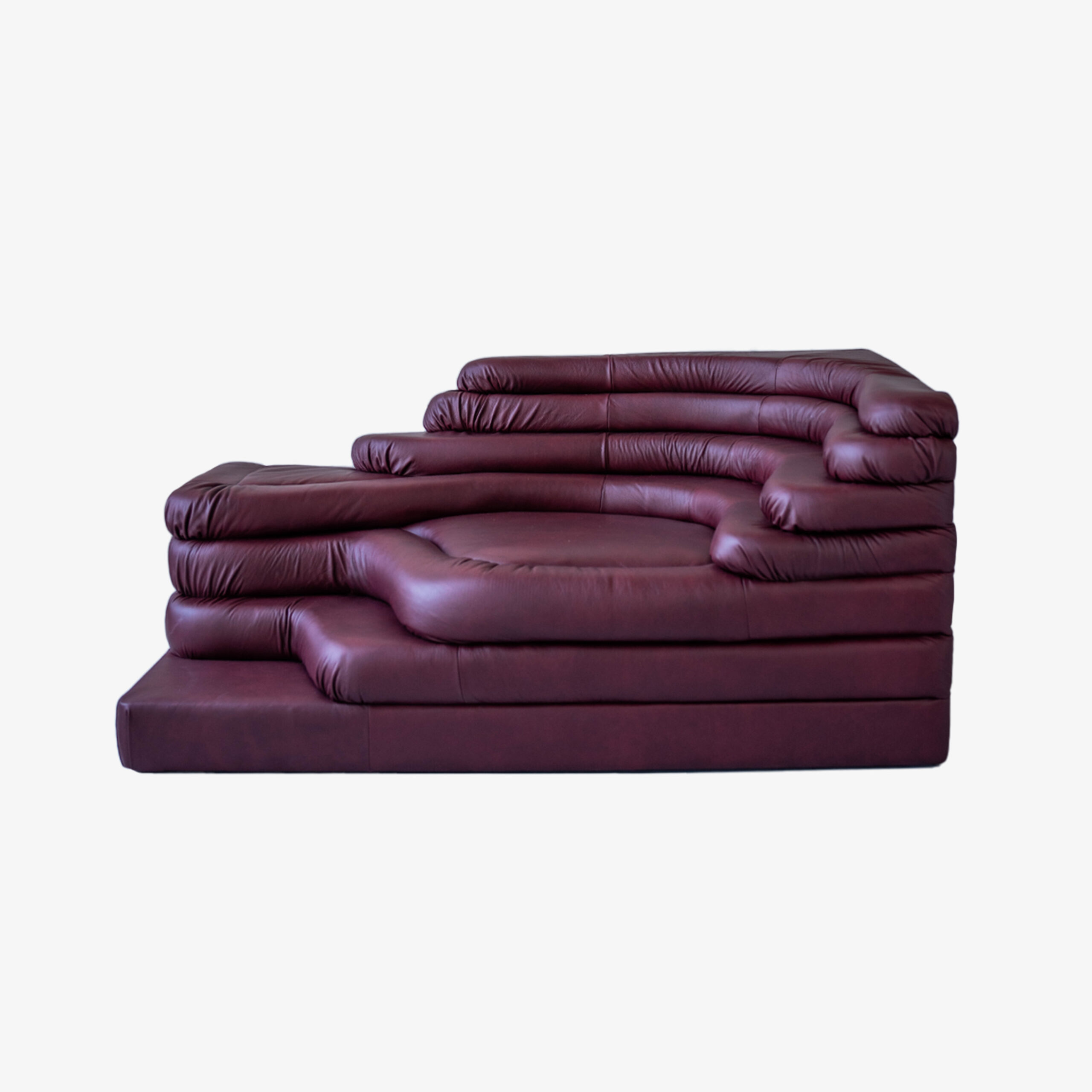 Burgundy Leather DS-1025 Terrazza Sofa by Ubald Klug for de Sede