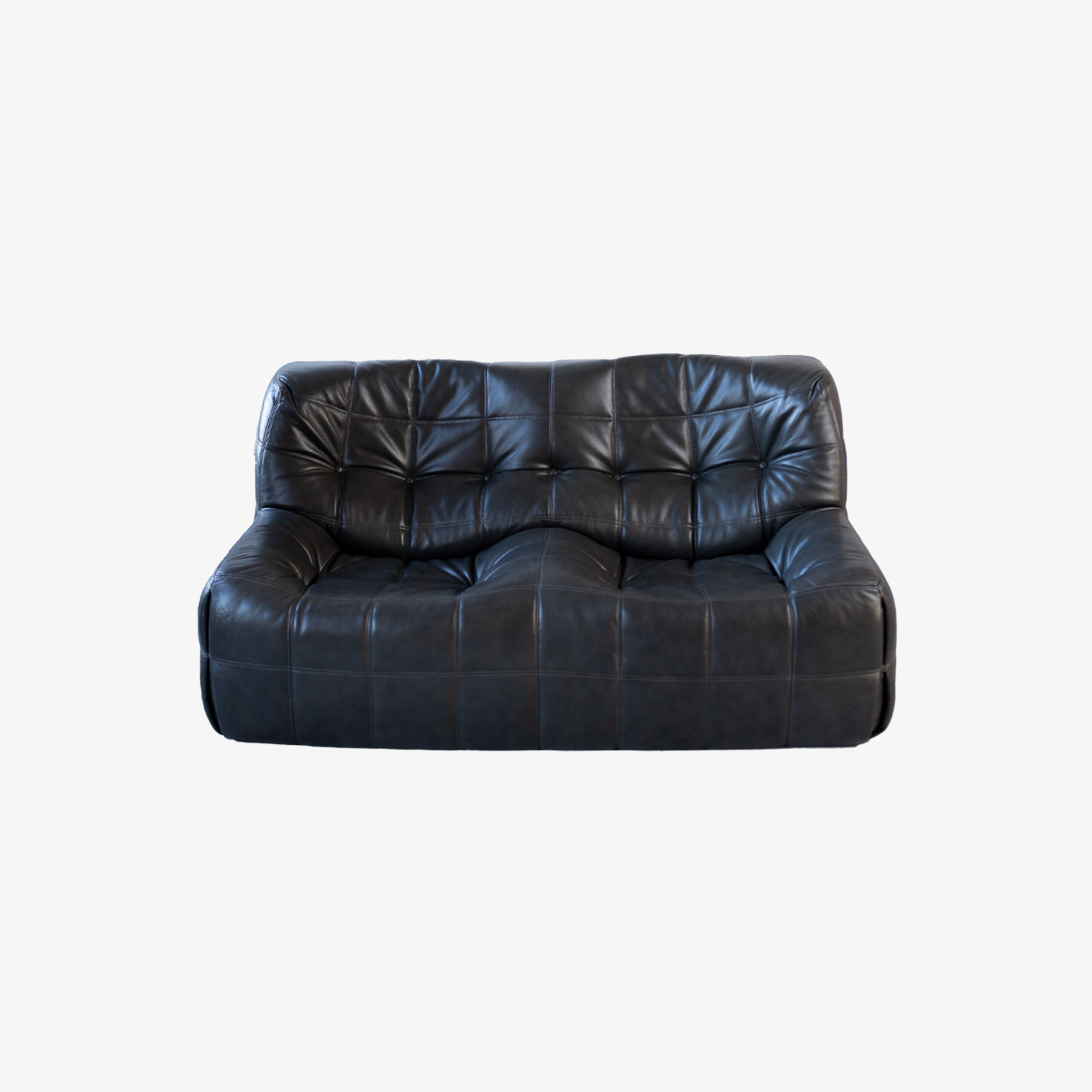 Black Leather Kashima Sofa Set by Michel Ducaroy for Ligne Roset