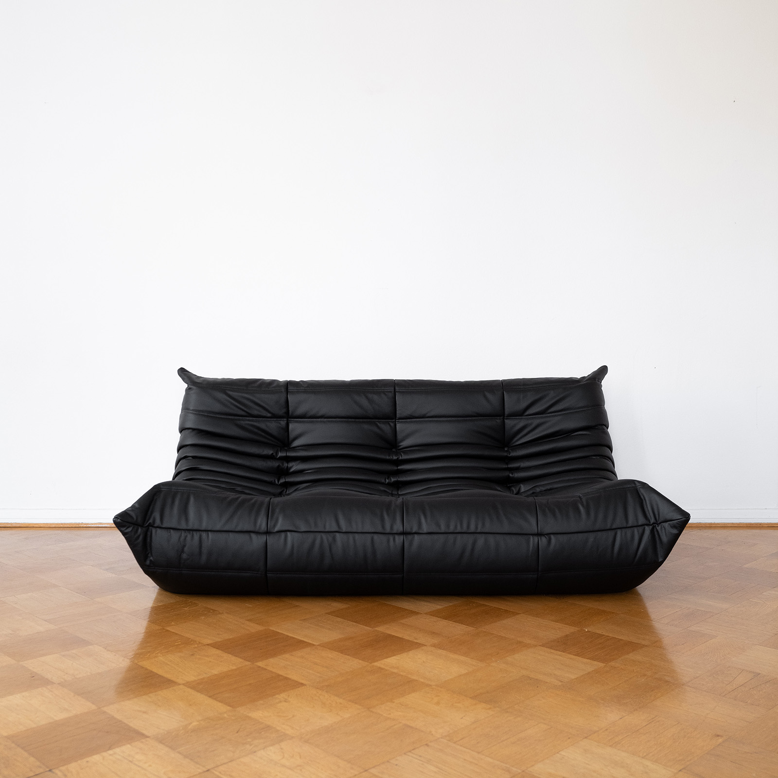 Black Leather 3-Seater Togo Sofa by Michel Ducaroy for Ligne Roset