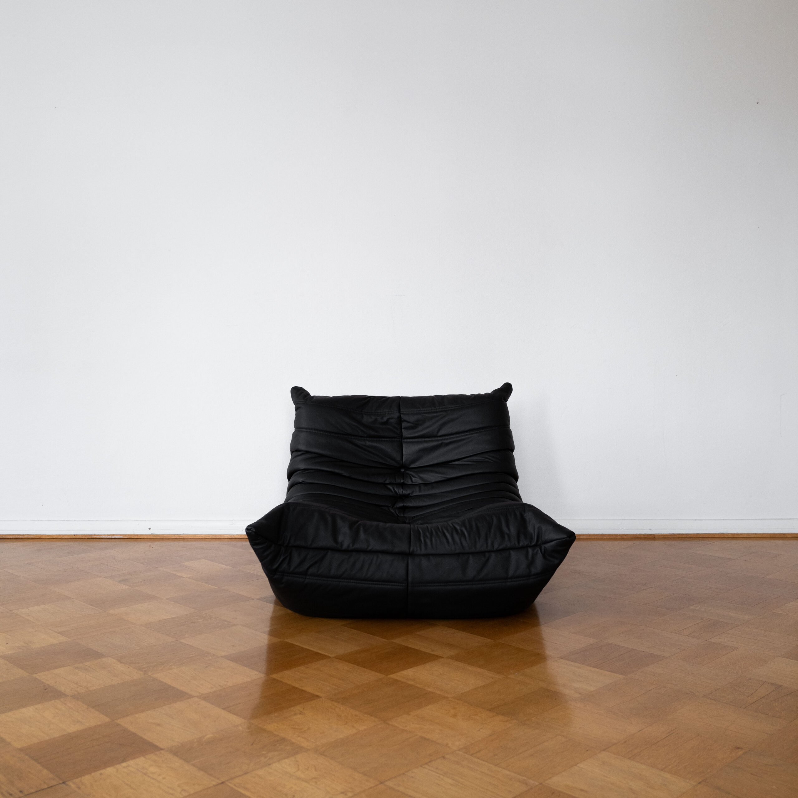 Black Leather Togo Armchair by Michel Ducaroy for Ligne Roset