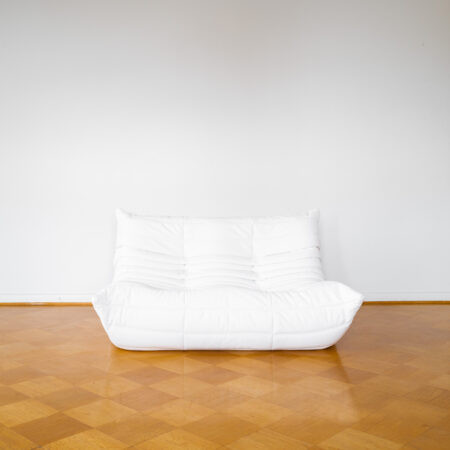 White Leather 2-Seater Togo Sofa by Michel Ducaroy for Ligne Roset