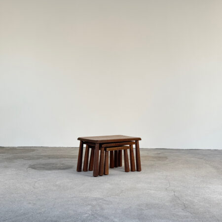 Brutalist 1970s Oak Nesting Table Set