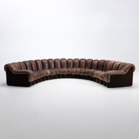 Brown Leather 1970s DS-600 Snake Modular Sofa by De Sede