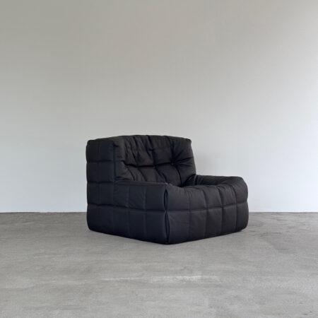 Black Leather Kashima 1-Seater by Michel Ducaroy for Ligne Roset